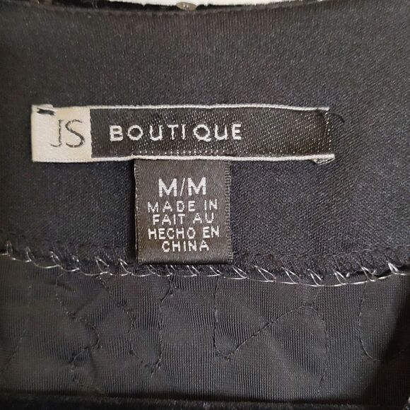 J S Boutique Sequined Quilted Stretch Velvet Special Occasion Jacket Black NWT - Picture 2 of 10